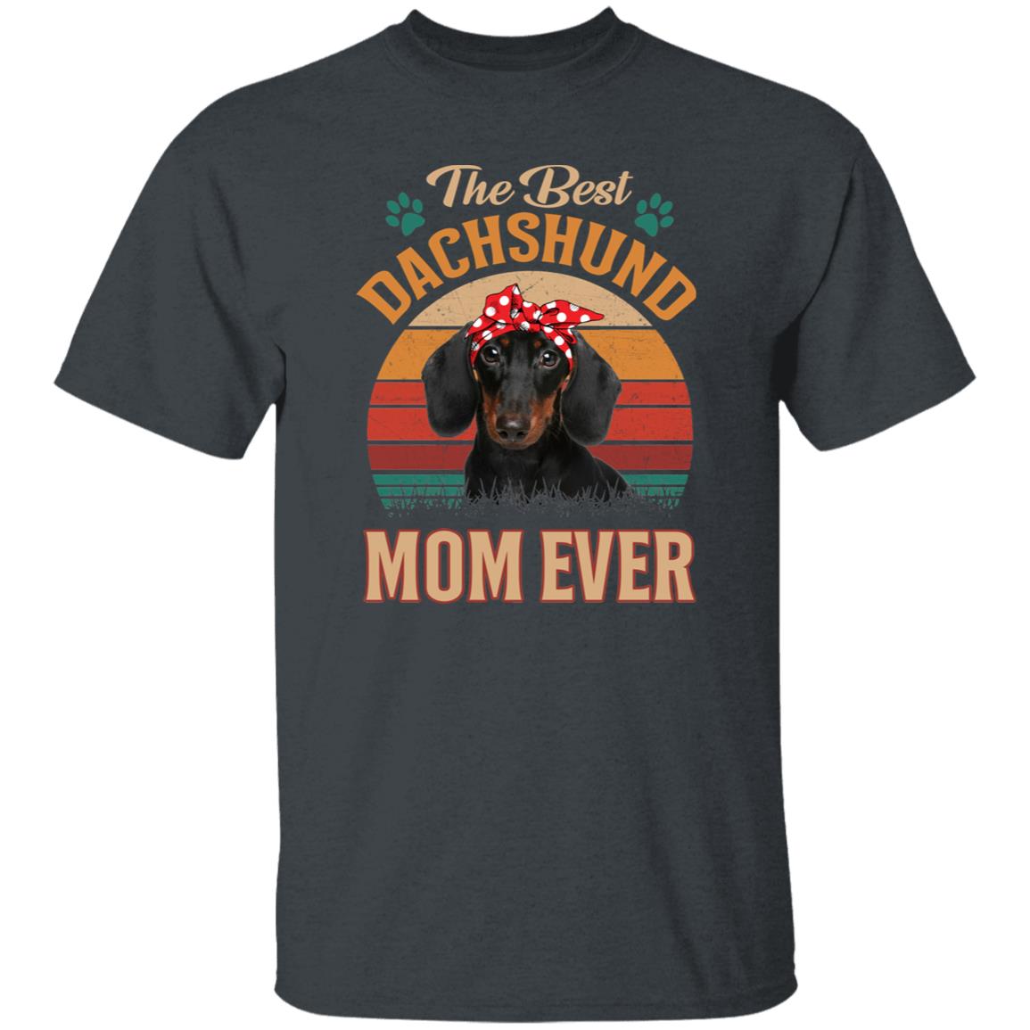 The Best Dachshund Mom Ever T-Shirt gift Retro Dachshund Dog mama Unisex tee Black Navy Dark Heather-Family-Gift-Planet