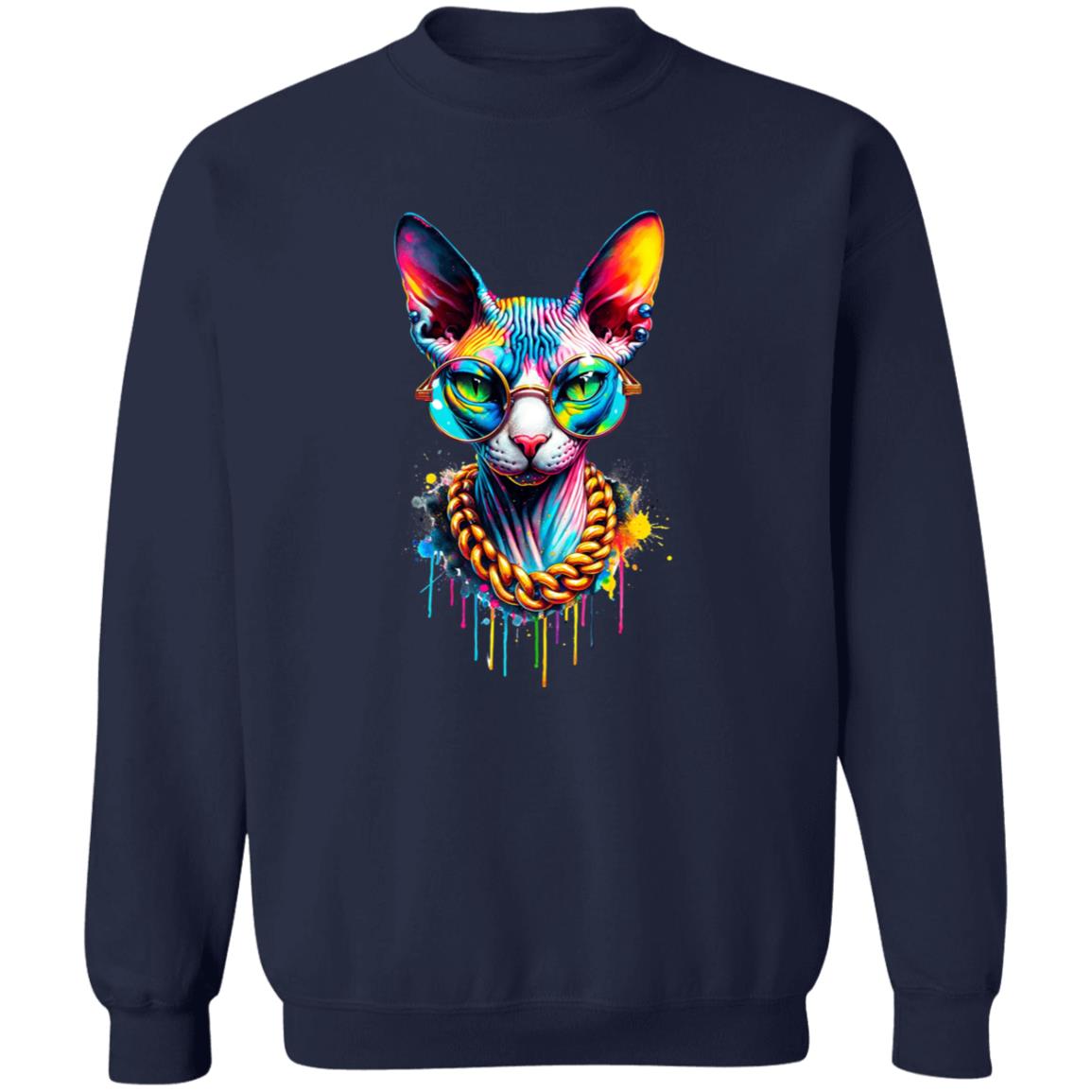 Sphynx hip style Color Splash Unisex Sweatshirt Black Navy Dark Heather-Family-Gift-Planet