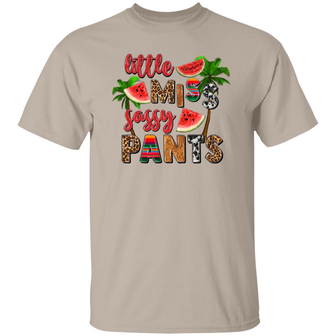 Little miss sassy pants T-Shirt gift Summer palms Watermelon Unisex Tee Sand White Sport Grey-Family-Gift-Planet