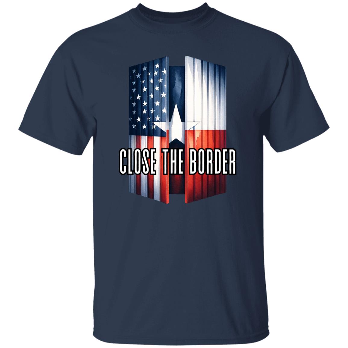Texas Close the border Unisex T-shirt US flag Texas flag tee Black Navy Dark Heather-Family-Gift-Planet