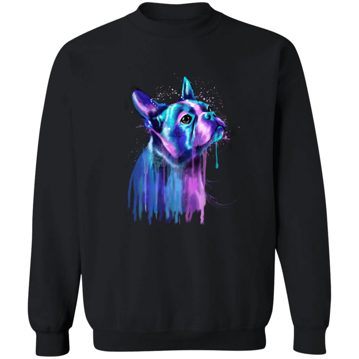 Artistic Boston terrier dog Unisex Crewneck Sweatshirt digital Art-Black-Family-Gift-Planet