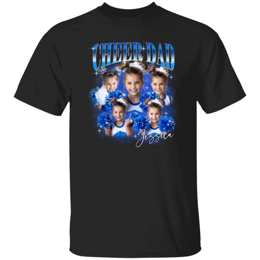 Custom Cheer dad T-Shirt gift Cheer Father Your own photo Unisex Tee Black Navy Dark Heather-Black-Family-Gift-Planet