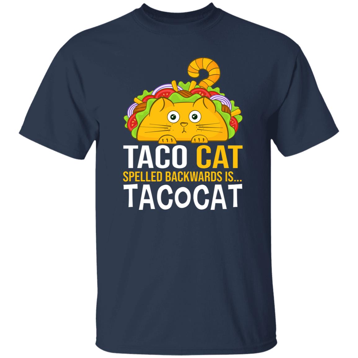 Taco Cat Spelled backwards T-Shirt gift Taco lover Cat mom Unisex Tee Black Navy Dark Heather-Family-Gift-Planet