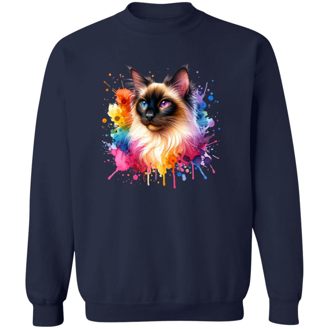 Balinese Cat Color Splash Unisex Sweatshirt Black Navy Dark Heather-Family-Gift-Planet