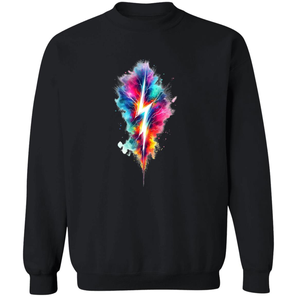 Lightning Color Splash Unisex Sweatshirt abstract Lightning tee Black Navy Dark Heather-Family-Gift-Planet