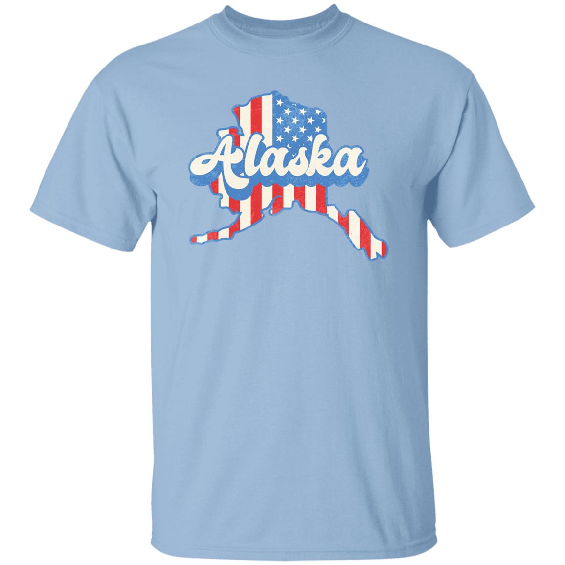 Alaska US flag Unisex T-Shirt American patriotic AK state tee White Ash Blue-Light Blue-Family-Gift-Planet