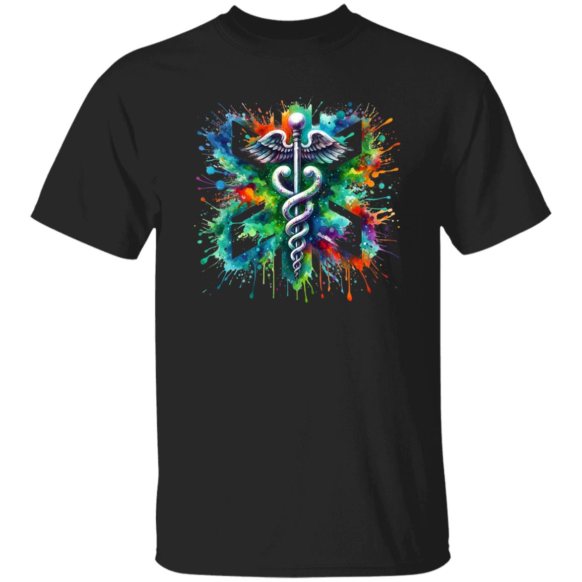 Vibrant Medical sign Color Splash Unisex T-shirt CNA Black Navy Dark Heather-Family-Gift-Planet