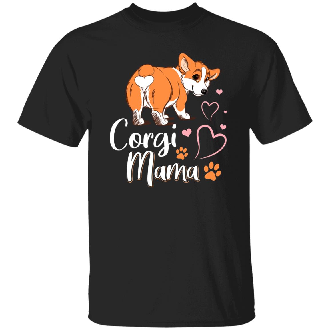 Corgi Mama T-Shirt gift heart paws Corgi Dog mom Unisex tee Black Navy Dark Heather-Family-Gift-Planet