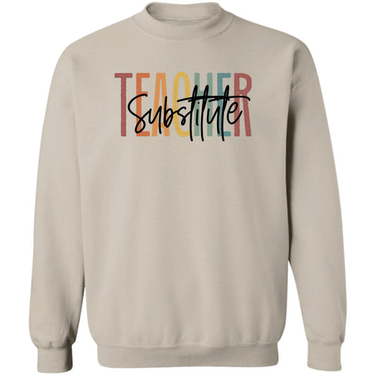 Substitute teacher Sweatshirt Crewneck Unisex Gildan Sand Ash S-2XL-Sand-Family-Gift-Planet