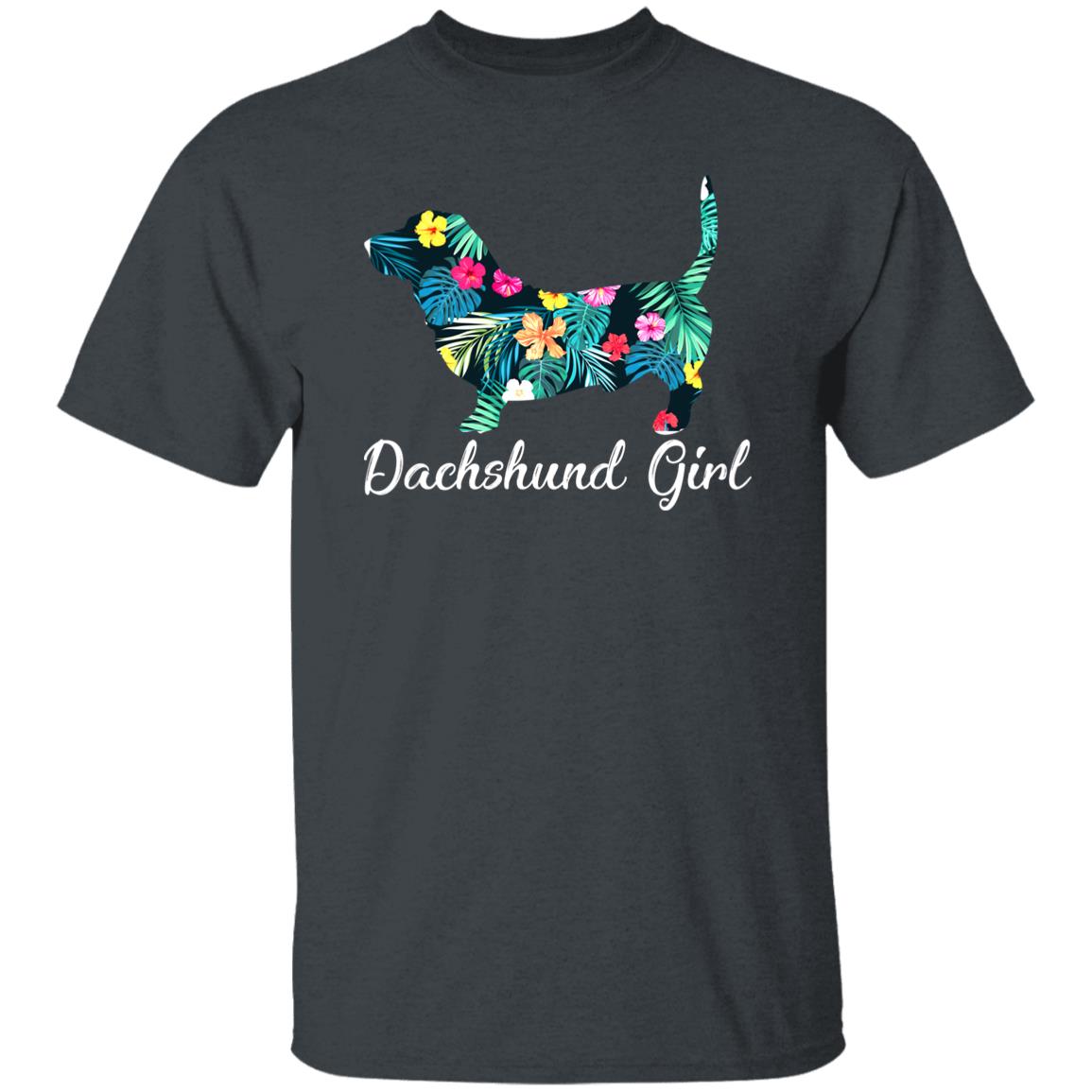 Dachshund Girl Unisex T-Shirt gift dachshund dog owner tee black dark heather-Family-Gift-Planet