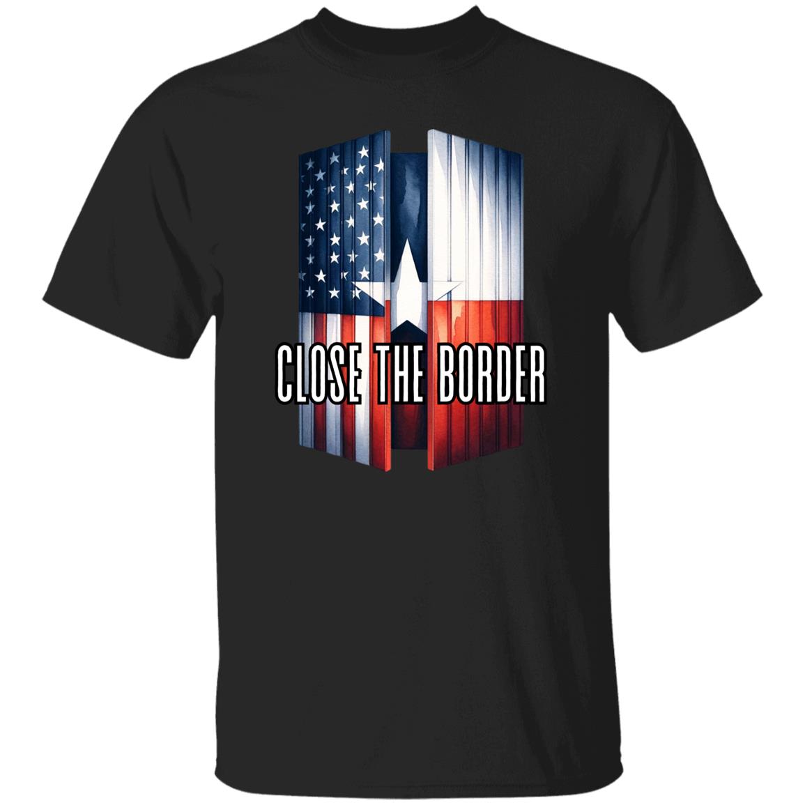 Texas Close the border Unisex T-shirt US flag Texas flag tee Black Navy Dark Heather-Family-Gift-Planet