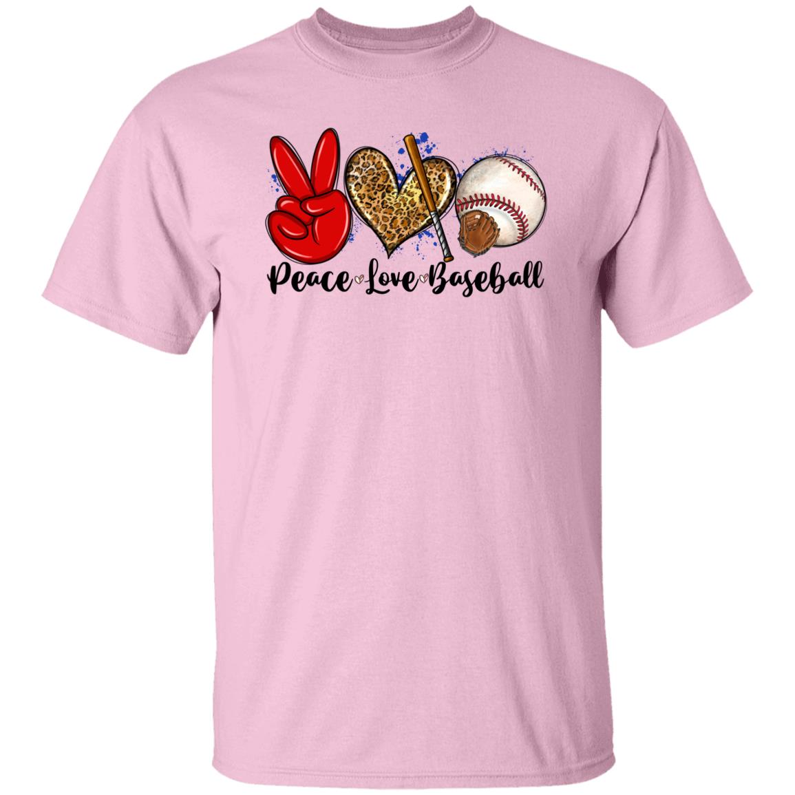 Peace Love Baseball T-shirt gift Baseball player mama leopard heart tee-Family-Gift-Planet