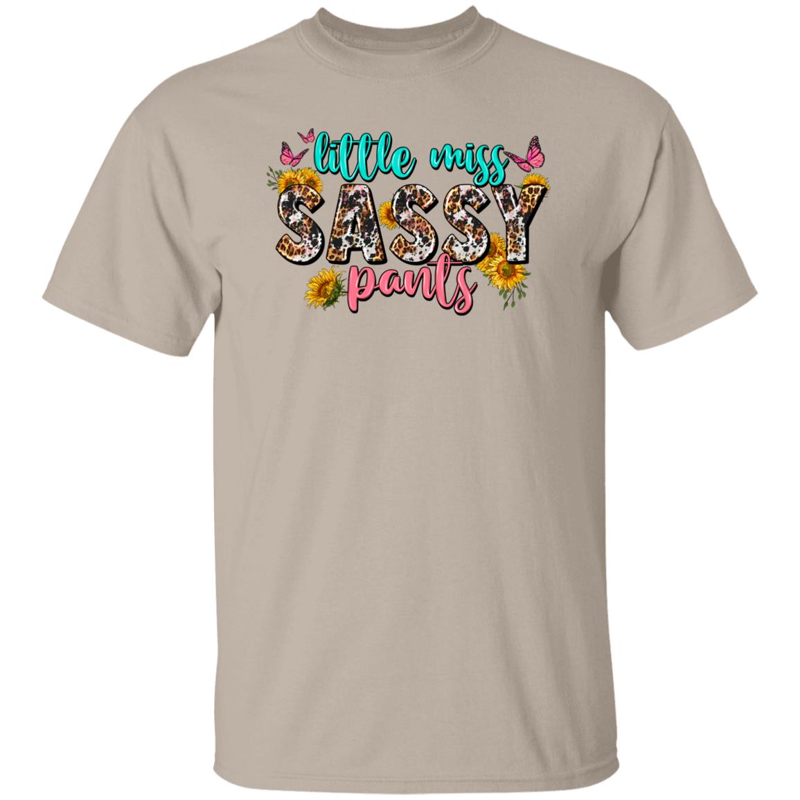 Little miss sassy pants T-Shirt gift sunflowers butterfly girl Unisex Tee Sand White Sport Grey-Family-Gift-Planet