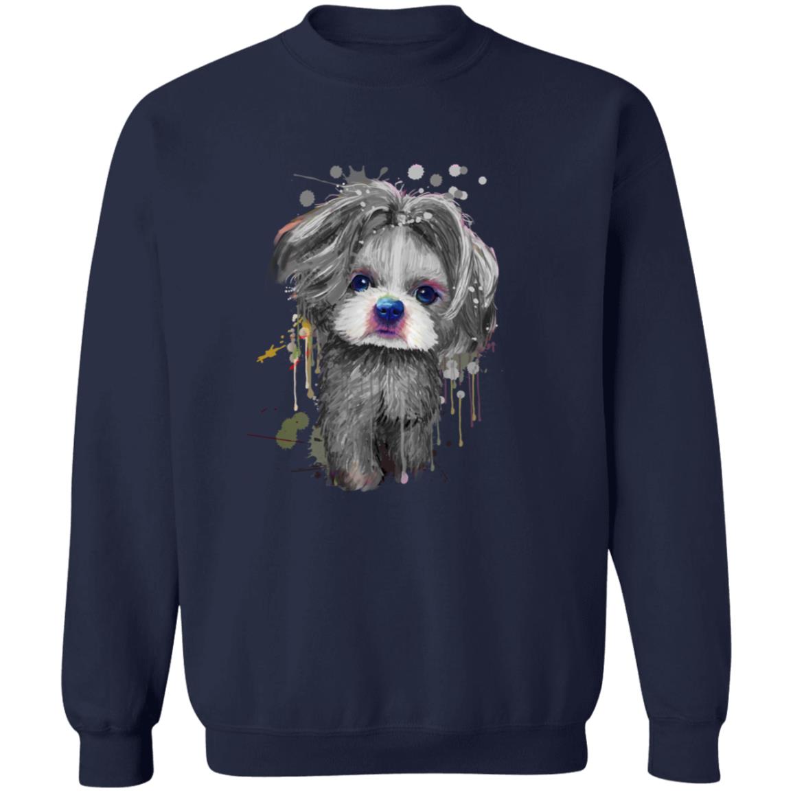 Abstract Shih Tzu dog Unisex Crewneck Sweatshirt with expressive splashes-Family-Gift-Planet