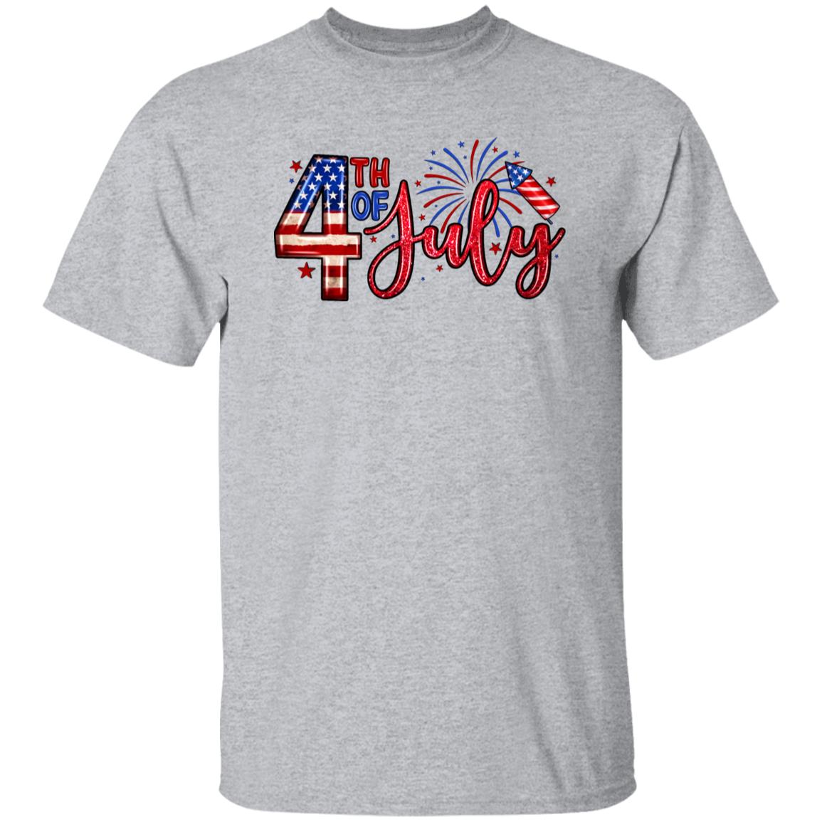 4th of July T-Shirt American flag Fourth of July celebration Unisex tee White Sand Grey-Family-Gift-Planet