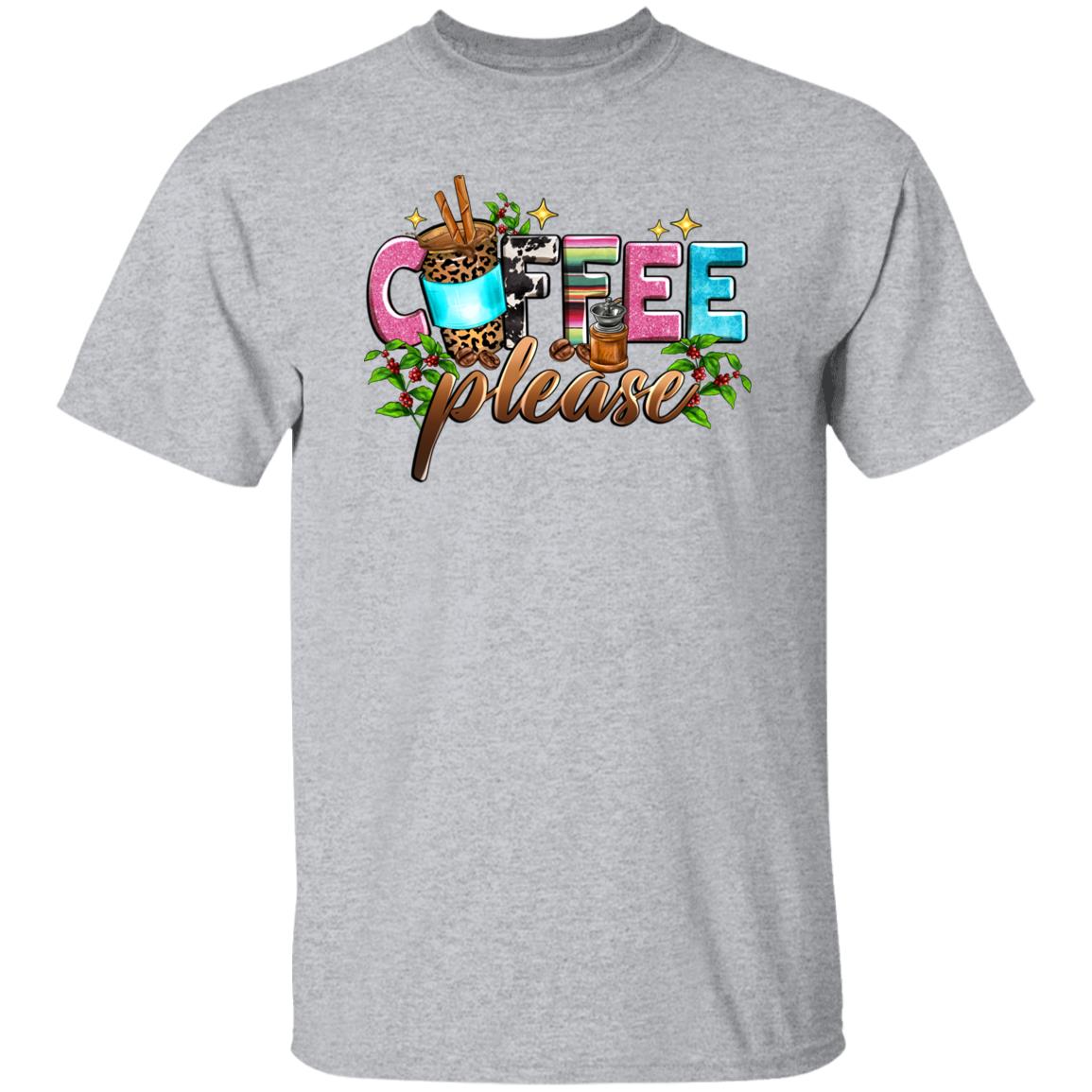 Coffee please T-Shirt Coffee lover Coffee addict Unisex tee White Sand Sport Grey-Family-Gift-Planet