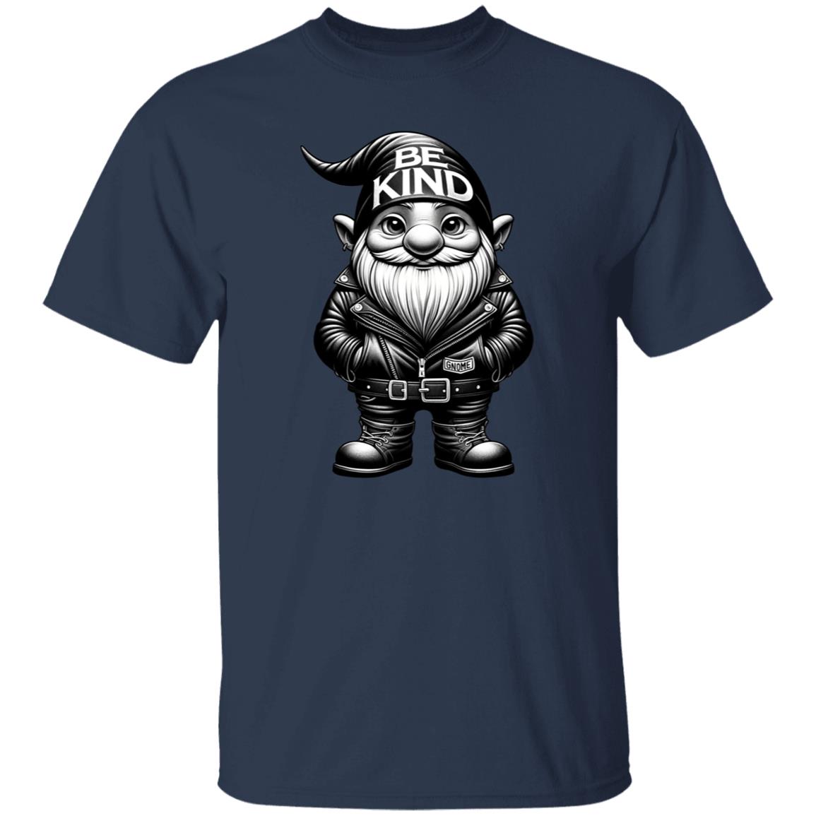 Be kind T-shirt cool motivational Biker gnome unisex tee Black Navy Dark Heather-Navy-Family-Gift-Planet