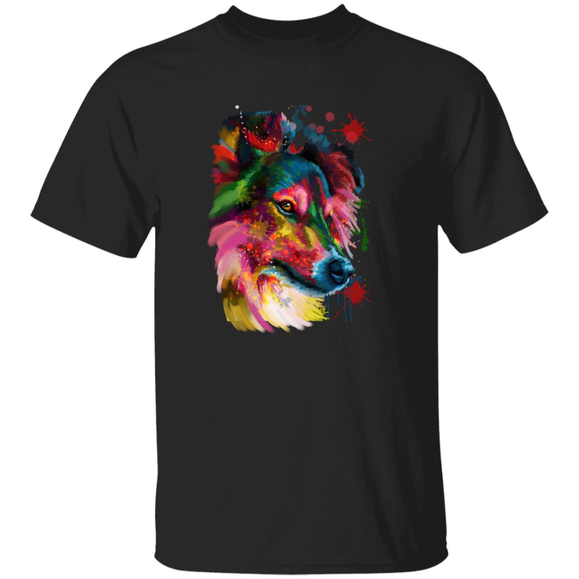 Watercolor Sheltie dog Unisex shirt S-2XL black navy dark heather-Black-Family-Gift-Planet