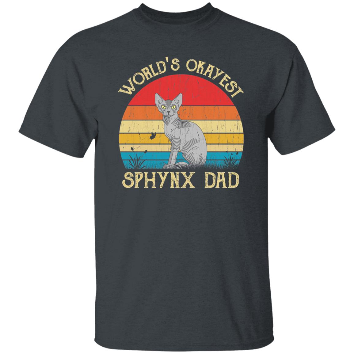 World's Okayest Sphynx dad Retro Style Unisex T-shirt Black Navy Dark Heather-Dark Heather-Family-Gift-Planet