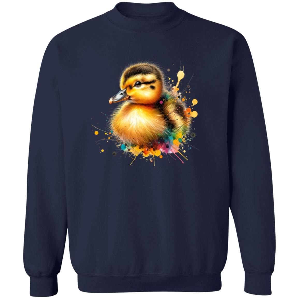 Artistic Duckling Color Splash Unisex Sweatshirt baby duck Black Navy Dark Heather-Family-Gift-Planet