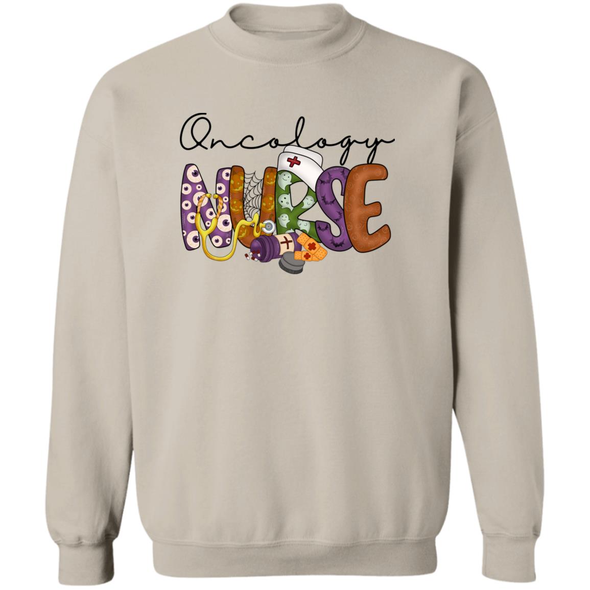 Oncology nurse Halloween Sweatshirt Crewneck Unisex Sand Ash S-2XL-Sand-Family-Gift-Planet