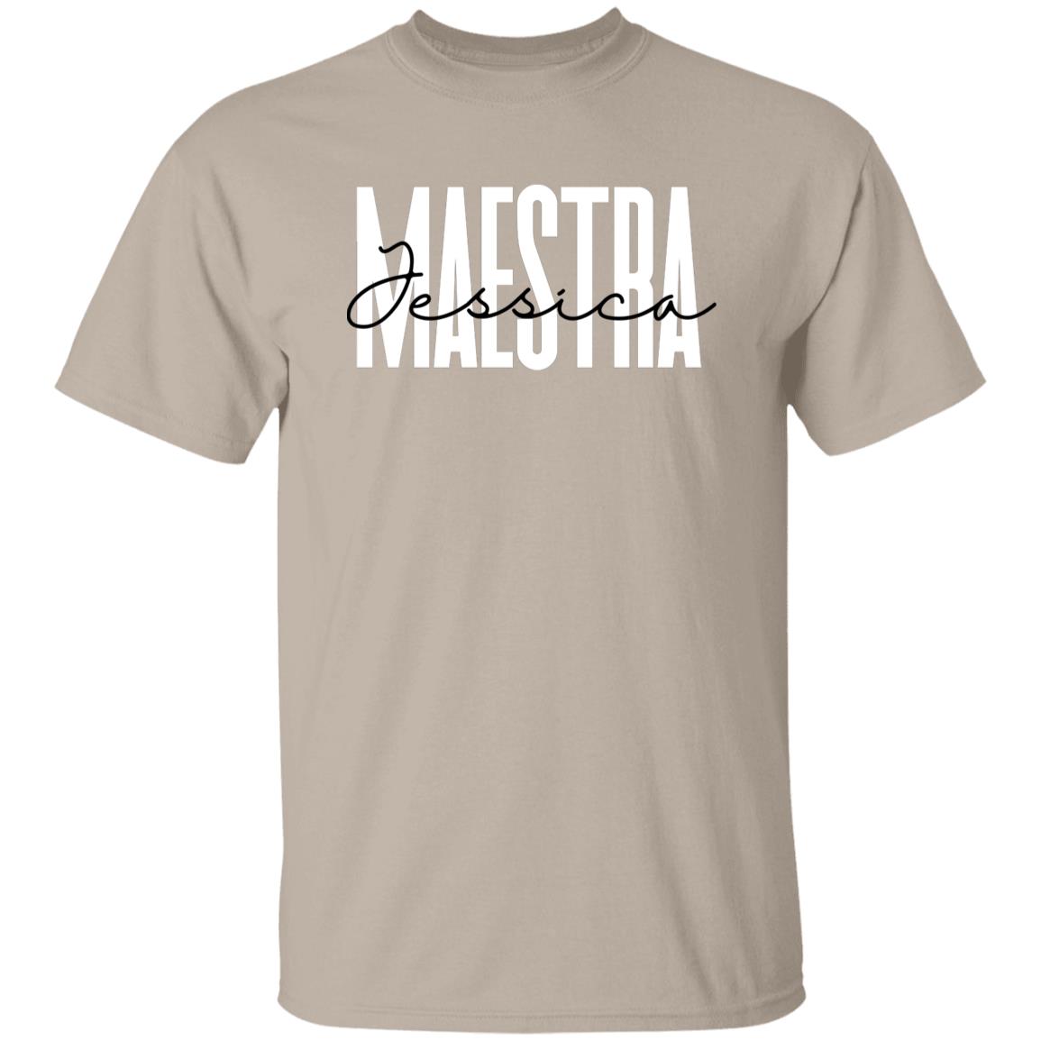 Personalized Maestra T-Shirt gift Custom name Spanish Language Teacher Unisex Tee Sand Pink Blue-Family-Gift-Planet