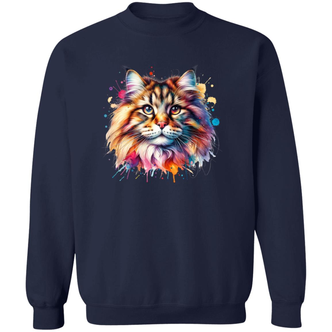 Norvegian Forest Cat Color Splash Unisex Sweatshirt Black Navy Dark Heather-Family-Gift-Planet