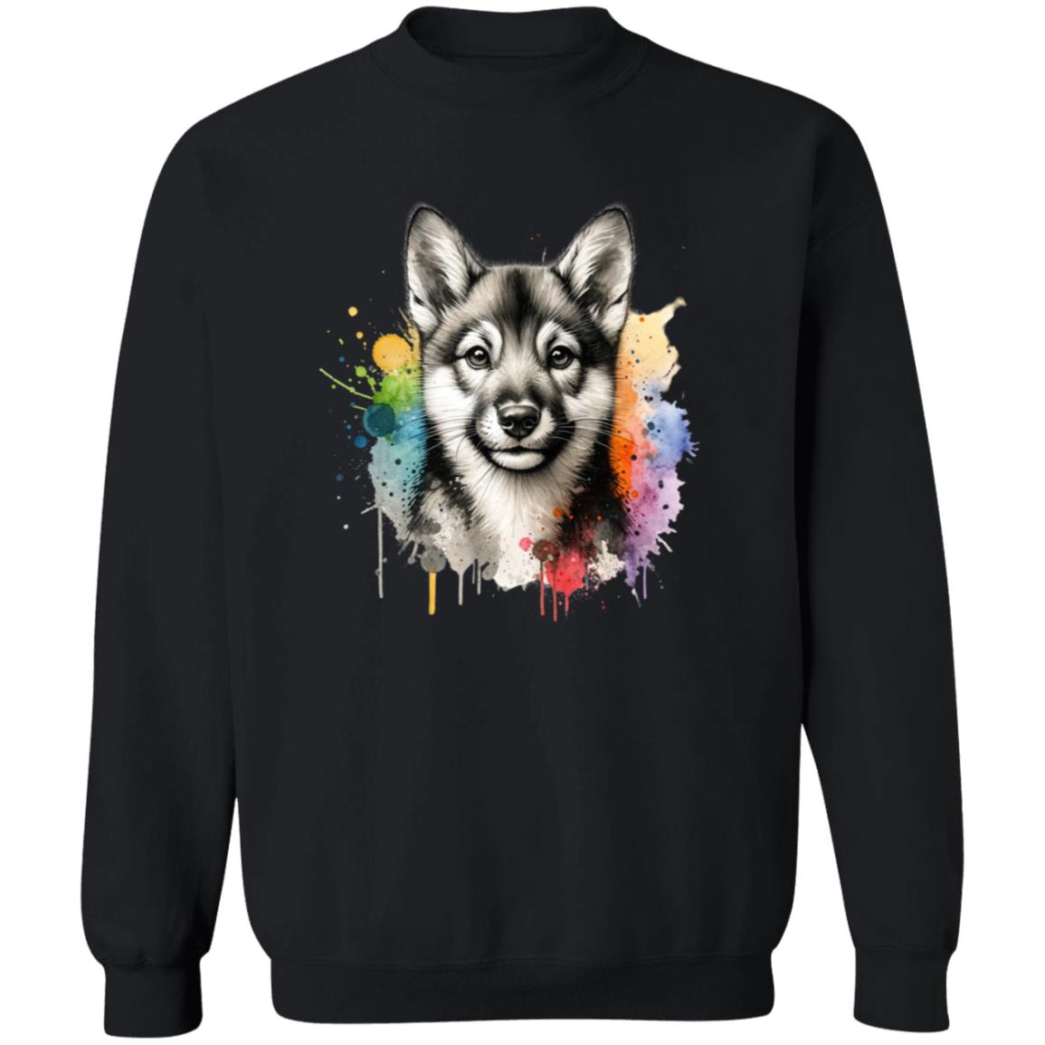 Swedish Vallhund dog mom Color Splash Unisex Sweatshirt Black Navy Dark Heather-Family-Gift-Planet