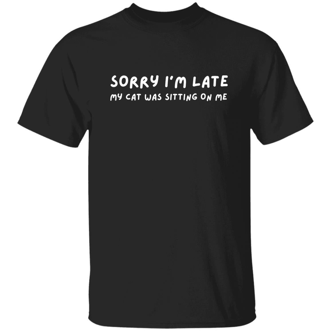 Sorry I'm late My cat was sitting on me Unisex Tshirt Sarcastic tee Black Dark Heather Navy-Black-Family-Gift-Planet