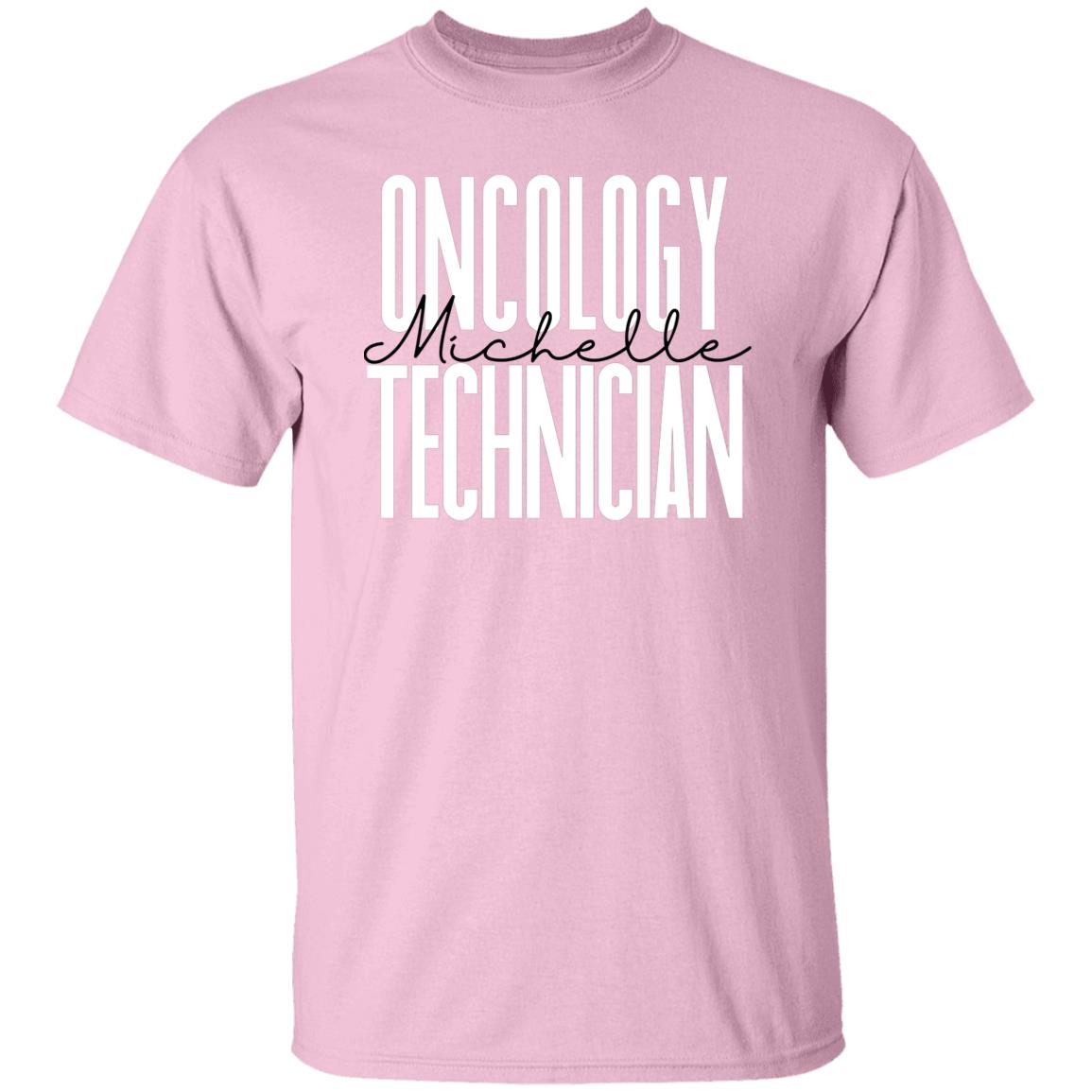 Personalized Oncology technician T-shirt gift Custom Oncology tech squad Unisex Tee Sand Pink Light Blue-Family-Gift-Planet