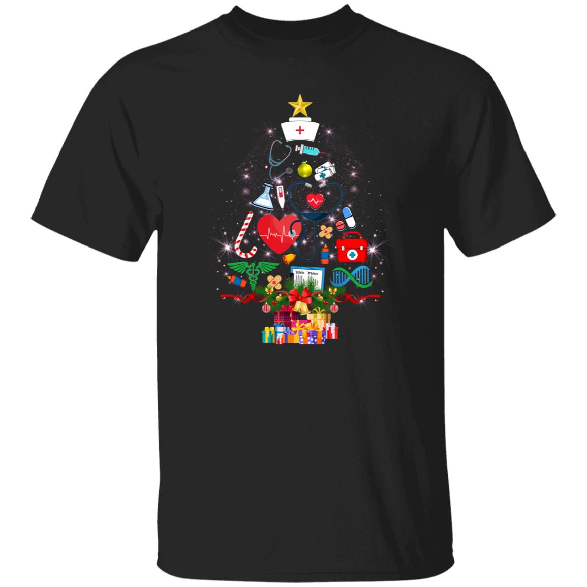 Medical worker Christmas tree Unisex shirt nurse Holiday tee Black Dark Heather-Family-Gift-Planet