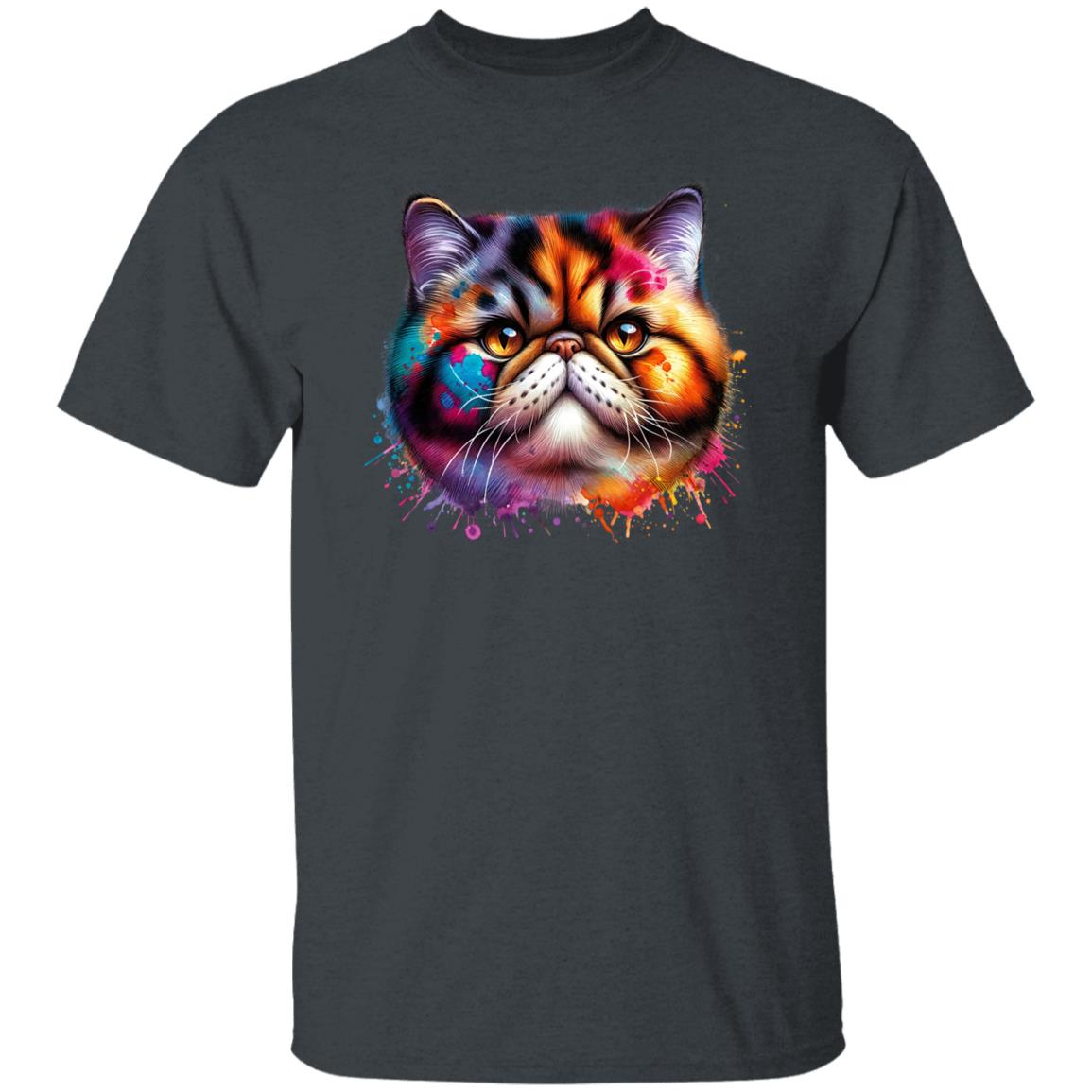 Exotic Shorthair Cat Color Splash Unisex T-Shirt Black Navy Dark Heather-Family-Gift-Planet