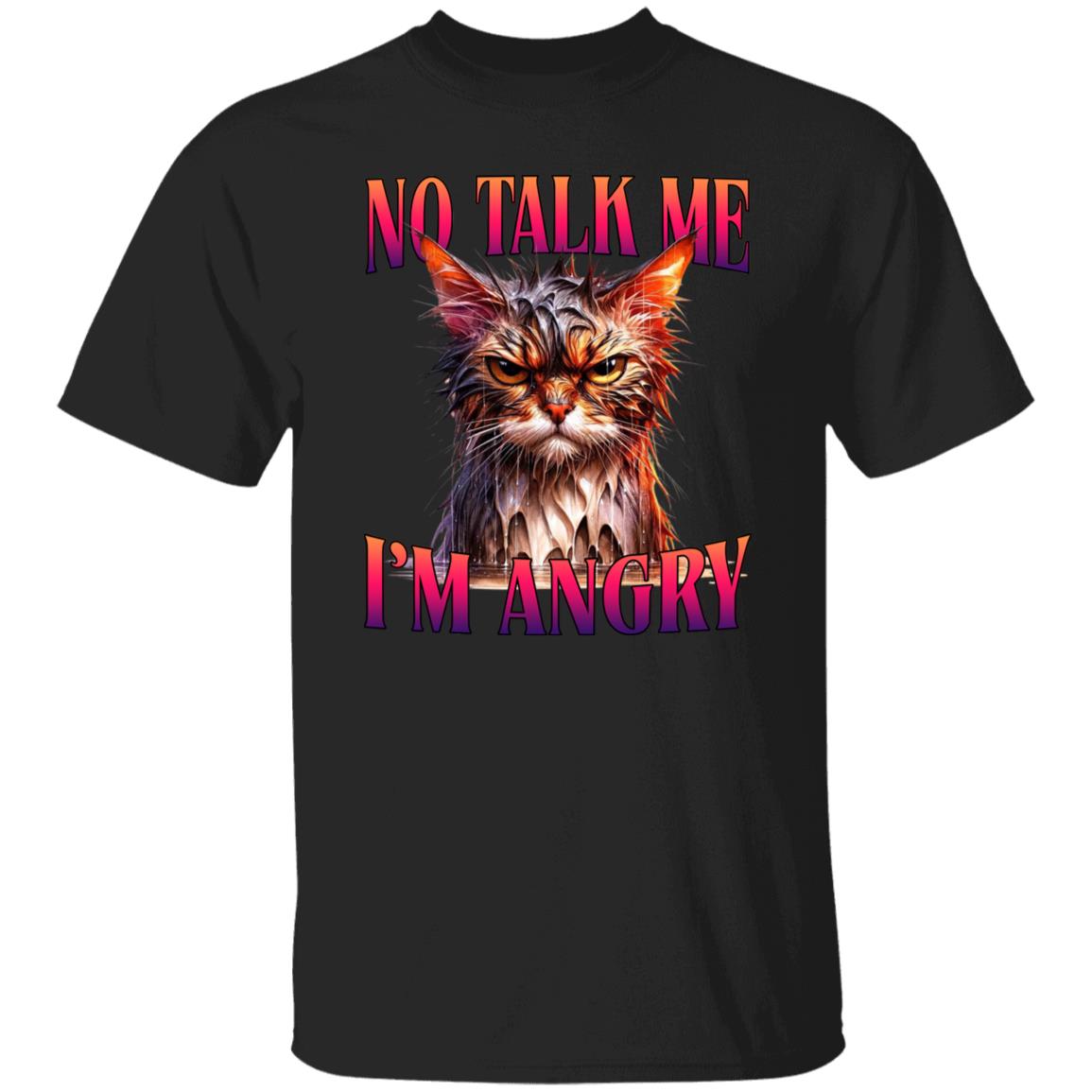 No talk me I'm angry T-Shirt Hilarious gift for a friend cat lover Unisex tee Black Navy Dark Heather-Family-Gift-Planet