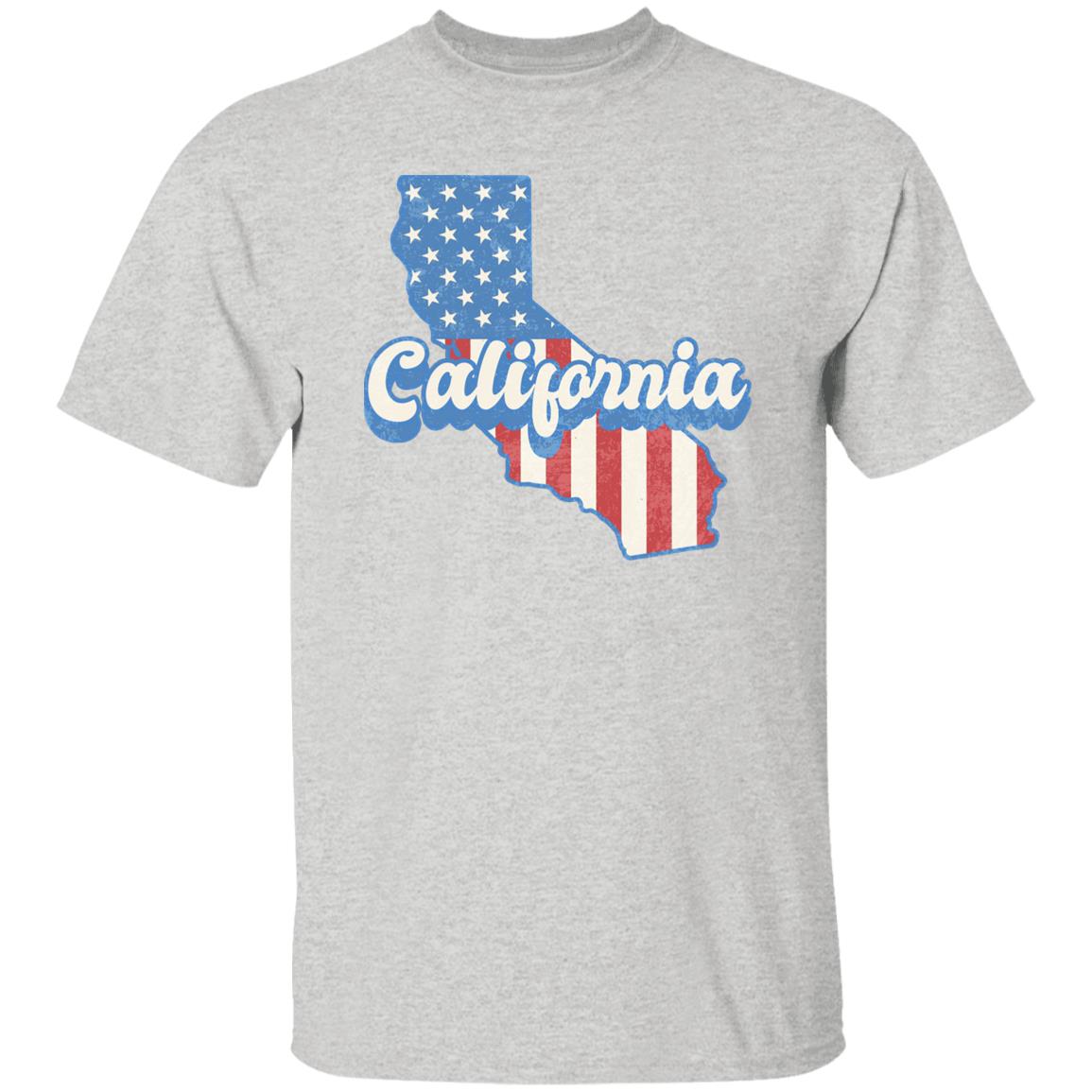 California US flag Unisex T-Shirt American patriotic California state tee White Ash Blue-Ash-Family-Gift-Planet