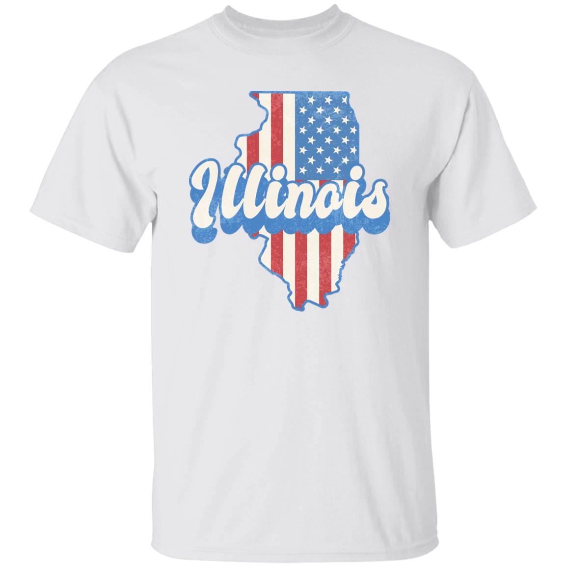 Illinois US flag Unisex T-Shirt American patriotic IL state tee White Ash Blue-White-Family-Gift-Planet
