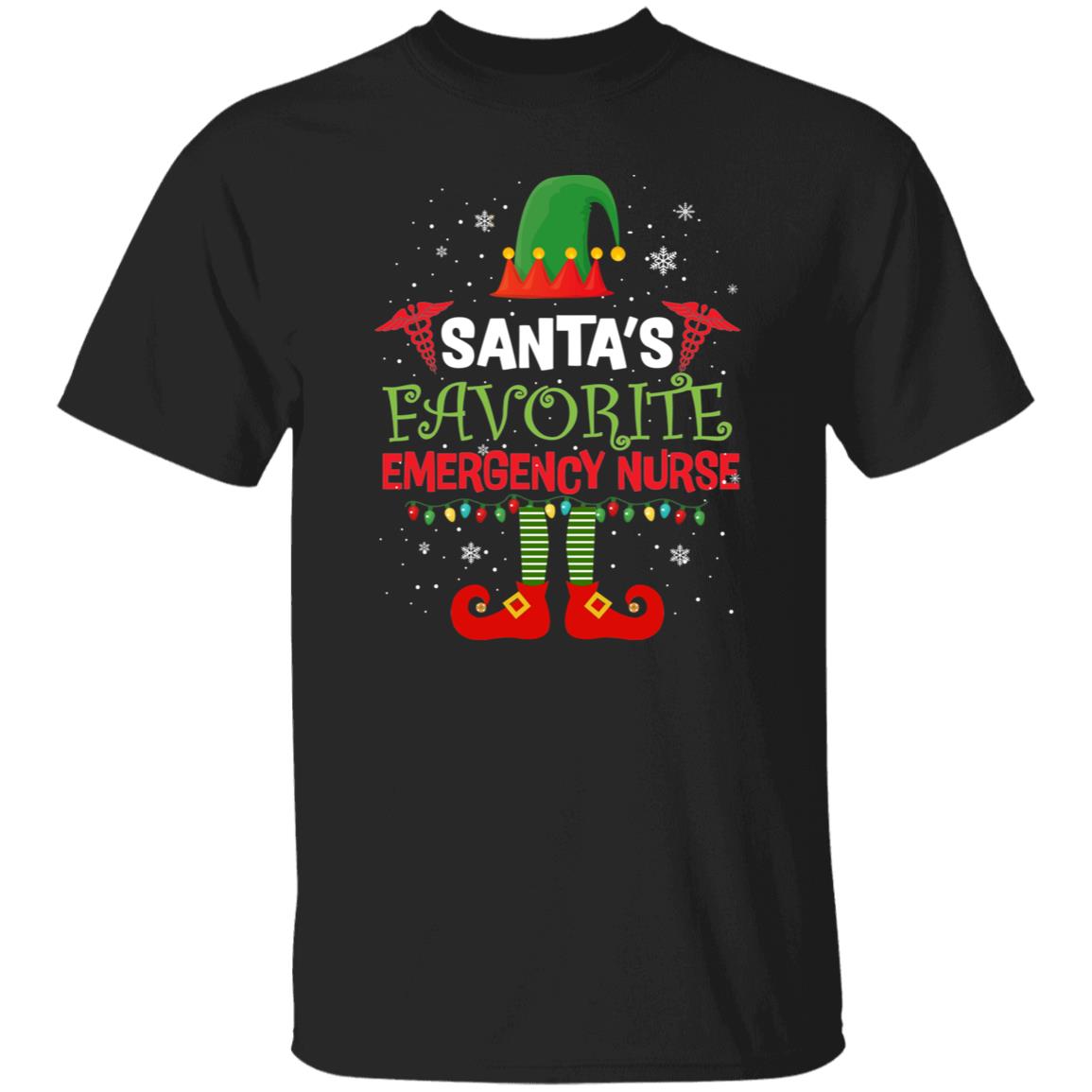 Santa's Favorite Emergency Nurse Christmas Unisex Shirt Black Dark Heather-Family-Gift-Planet