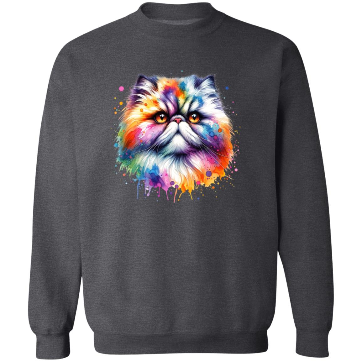 Persian Cat Color Splash Unisex Sweatshirt Black Navy Dark Heather-Family-Gift-Planet