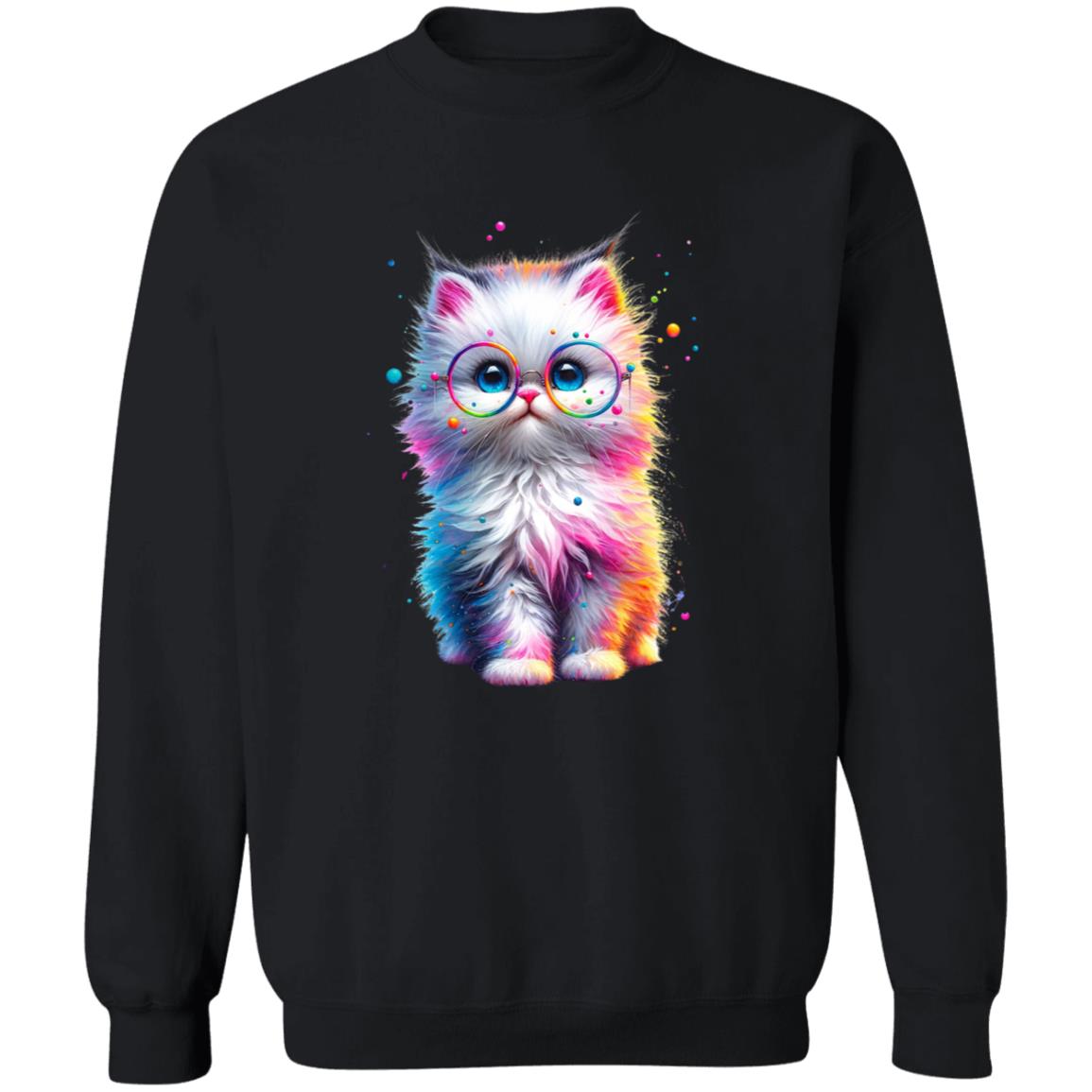 Cute fluffy kitten Color Splash Unisex Sweatshirt Black Navy Dark Heather-Family-Gift-Planet