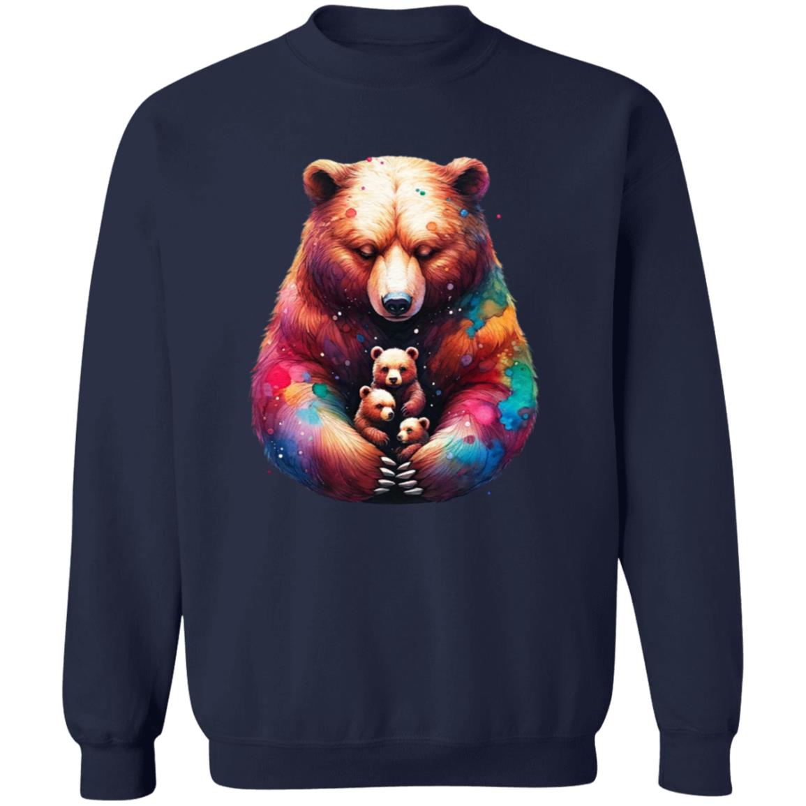 Mama Bear Mom of three Color Splash Unisex Sweatshirt Black Navy Dark Heather-Family-Gift-Planet