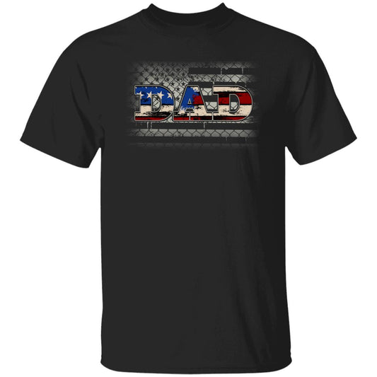 Dad American Flag T-shirt gift for father USA flag black dark heather-Black-Family-Gift-Planet