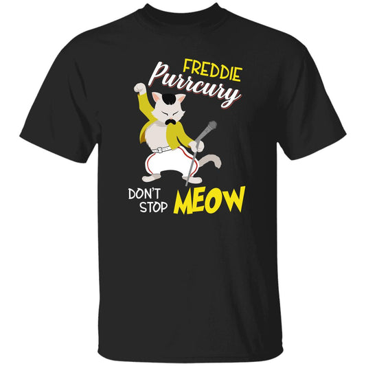 Dont stop Meow T-Shirt gift Funny Freddie Purrcury Cat lover Unisex Tee Black Navy Dark Heather-Black-Family-Gift-Planet