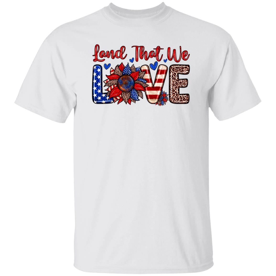 Land that we love T-Shirt gift July 4th American flag patriotic Unisex tee Sand White Sport Grey-Family-Gift-Planet