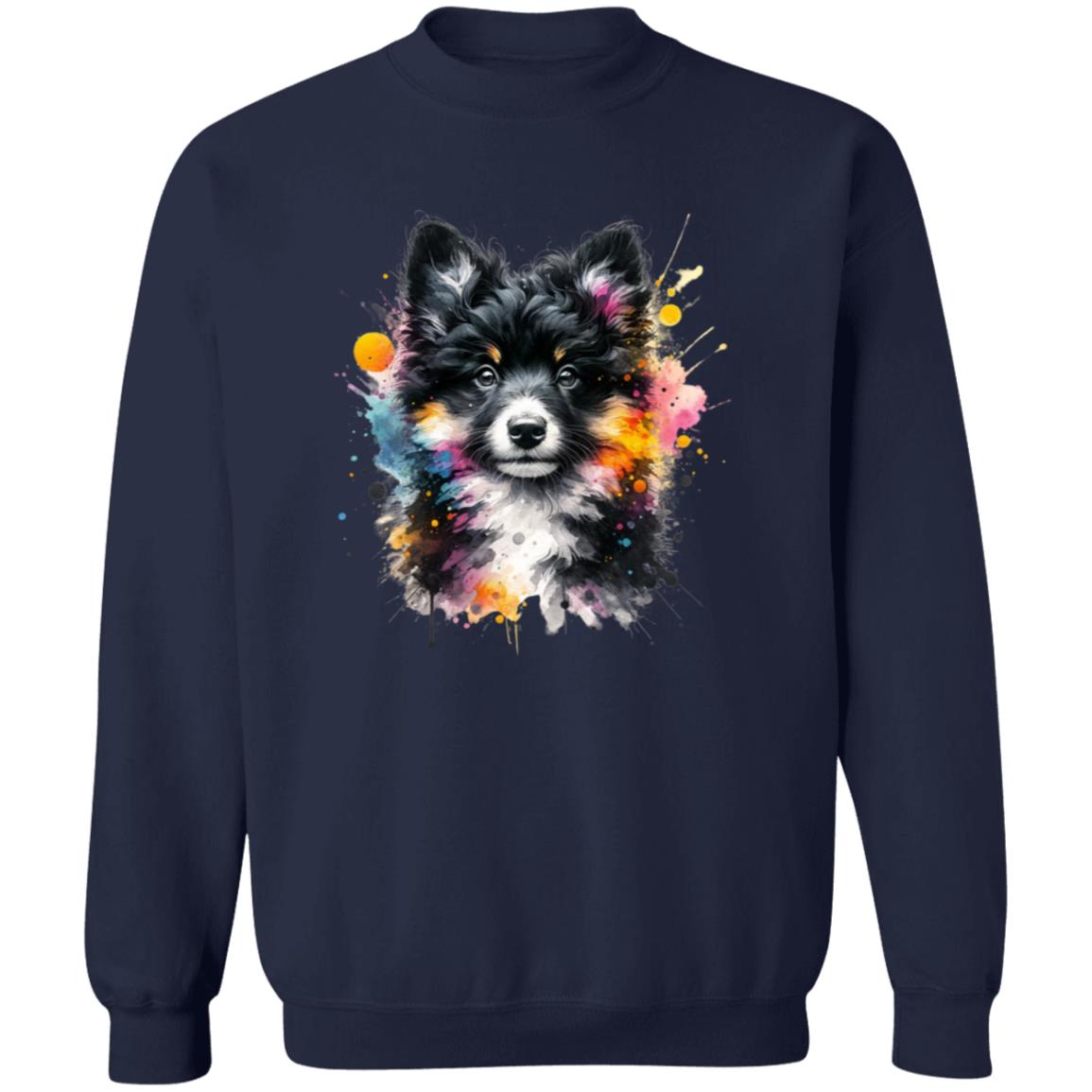Artistic Mudi dog mom Color Splash Unisex Sweatshirt Black Navy Dark Heather-Family-Gift-Planet