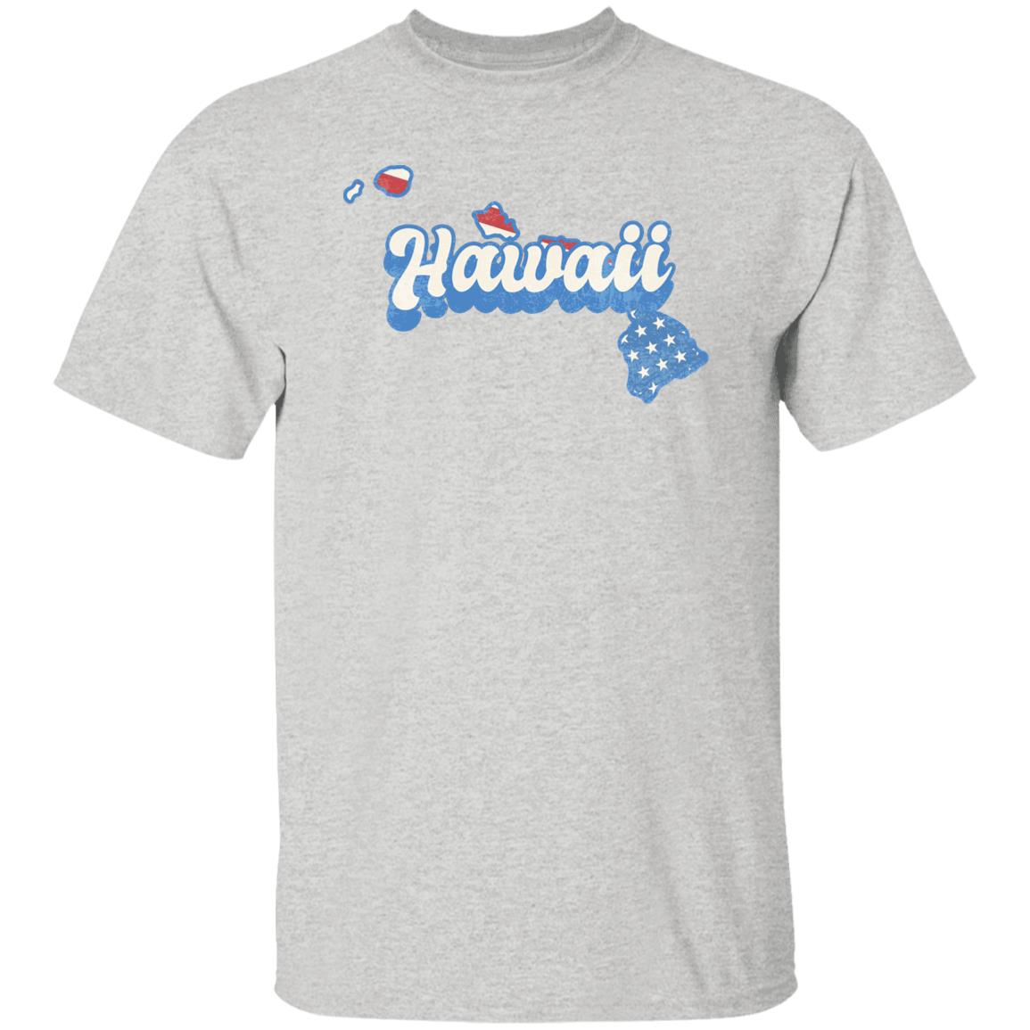 Hawaii US flag Unisex T-Shirt American patriotic HI state tee White Ash Blue-Ash-Family-Gift-Planet