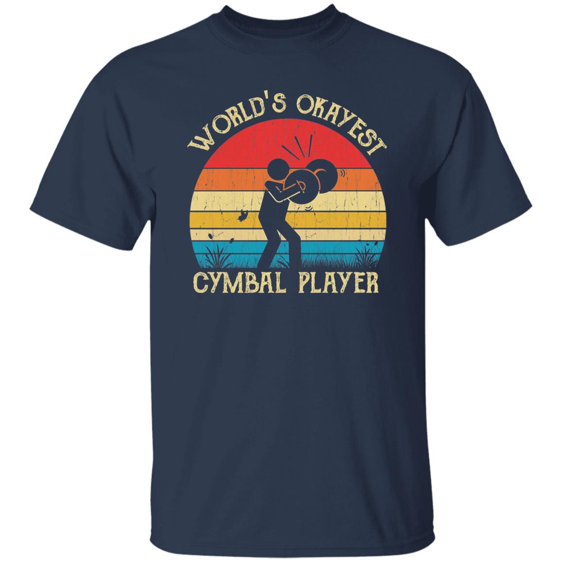 World's Okayest Cymbal player Retro Style Unisex T-shirt Black Navy Dark Heather-Navy-Family-Gift-Planet