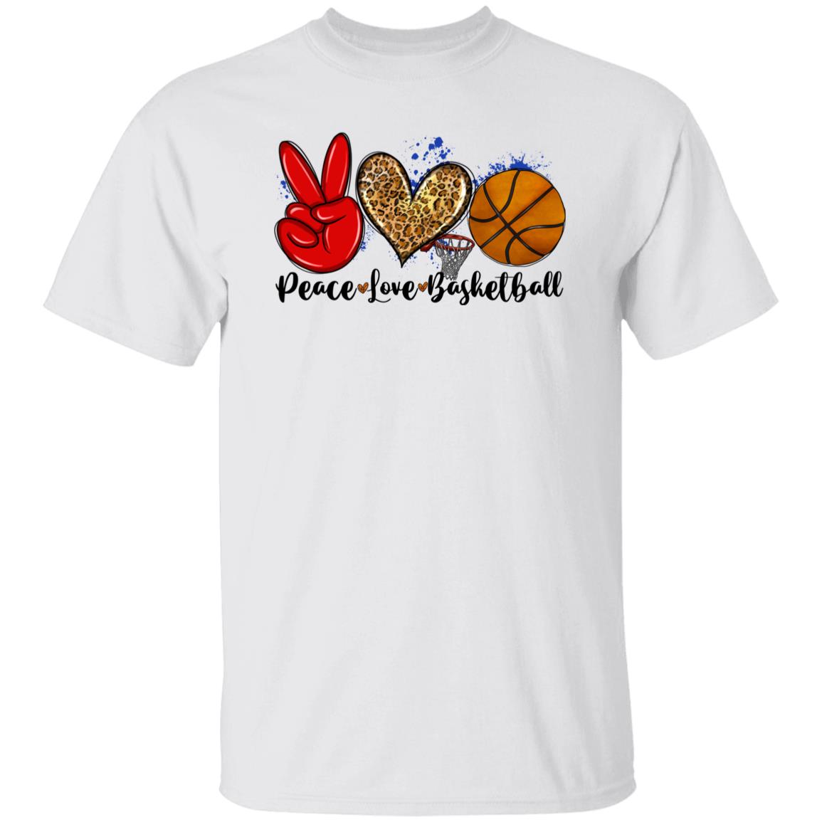 Peace Love Basketball T-shirt gift Basketball mom leopard skin heart tee-Family-Gift-Planet