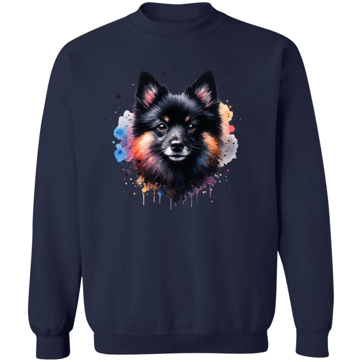 Schipperke dog mom Color Splash Unisex Sweatshirt Black Navy Dark Heather-Family-Gift-Planet