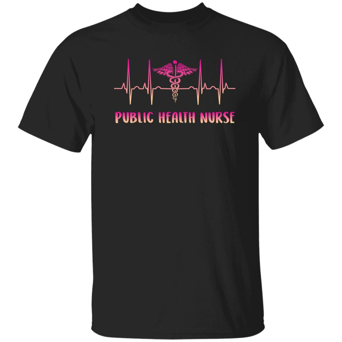 Public health nurse Heartbeat T-Shirt Epidemiology public health RN heart beat Unisex Tee Black Navy Dark Heather-Family-Gift-Planet