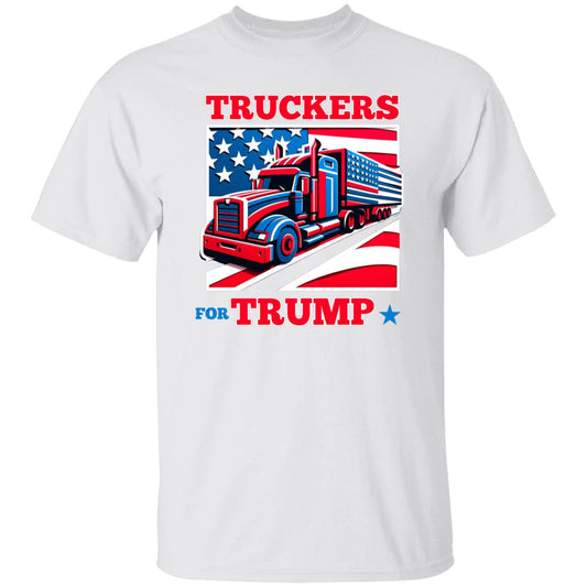 Truckers For Trump T-Shirt American election 2024 Unisex tee Black White Dark Heather-White-Family-Gift-Planet