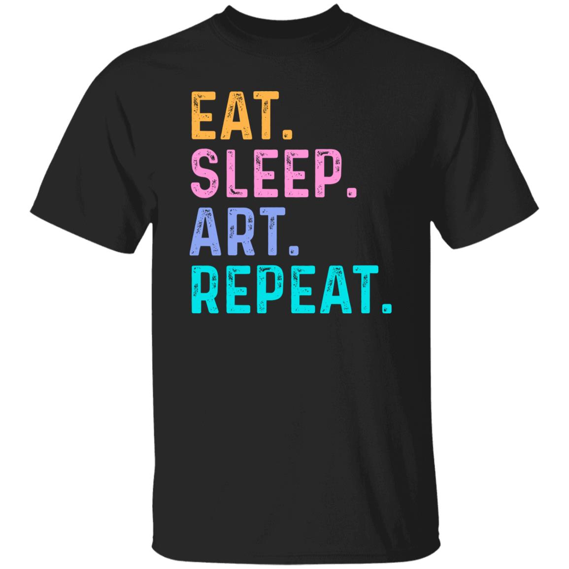 Eat sleep art repeat T-Shirt Artist Art teacher Unisex tee Black Navy Dark Heather-Family-Gift-Planet